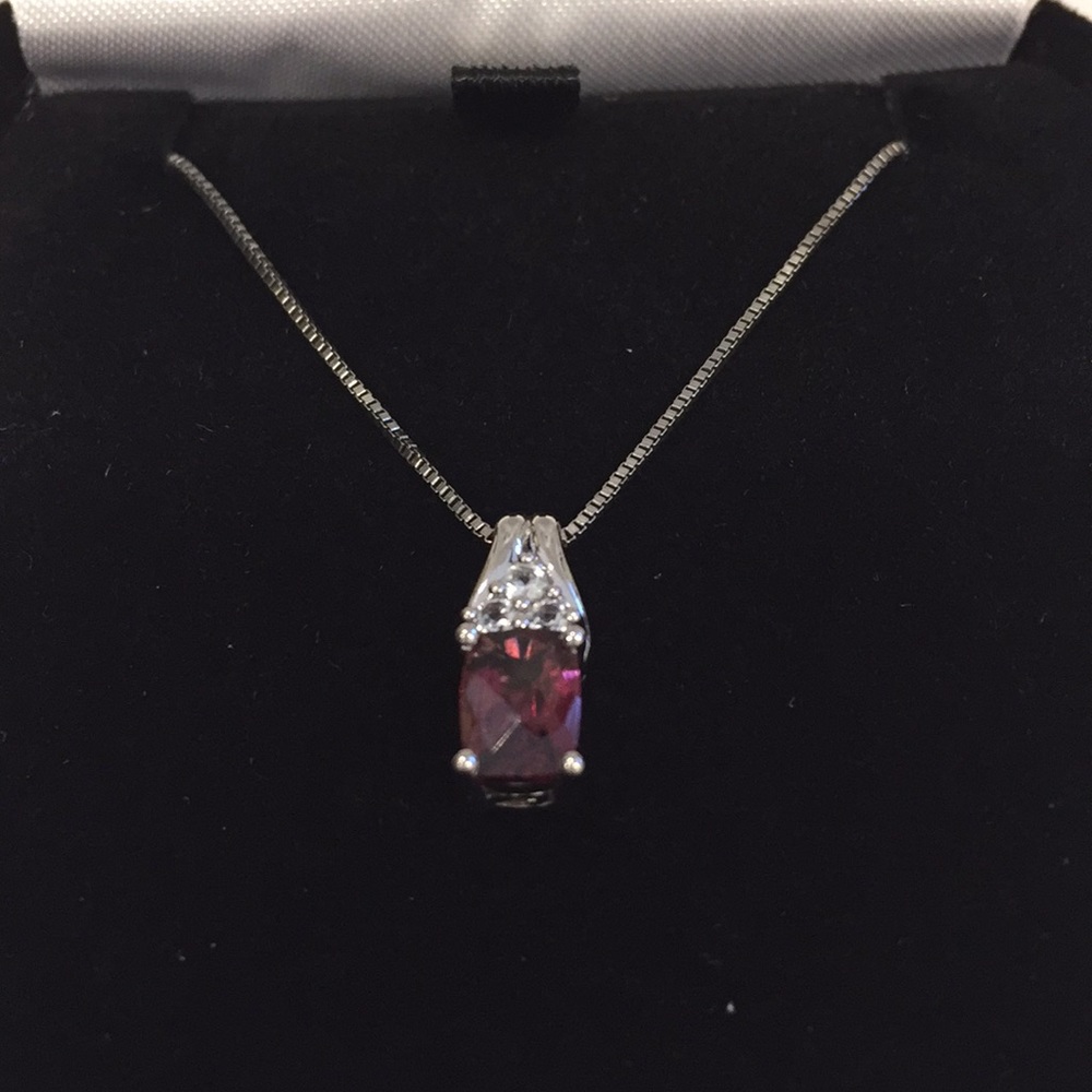 NEW - Purple pendant with silver chain